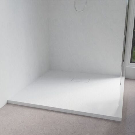 Cuisibane – Receveur de douche à encastrer 100x100 cm extra plat – Surface antidérapante PN24 – Résine effet pierre – Épaisseur 32 mm
