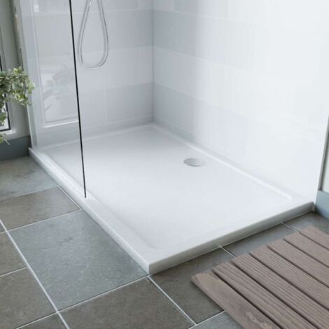 Cuisibane – Receveur de douche acrylique extraplat 140x90 cm – Surface texturée antidérapante – Épaisseur 5 cm – Blanc aspect satiné