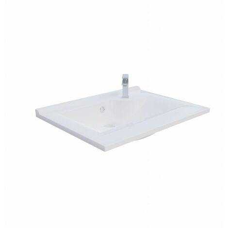 Cuisibane – Vasque à encastrer rectangulaire 60 cm – Résine de synthèse blanche – Dosseret 1,5 cm – Pour meubles de salle de bain 46 cm de profondeur