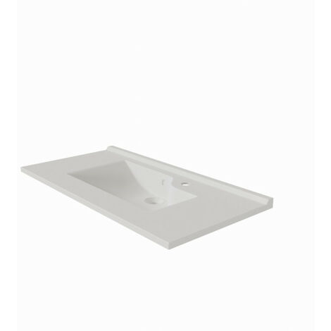 Cuisibane – Vasque à poser rectangulaire 90 cm en résine de synthèse – Épaisseur 2 cm – Dosseret 1,5 cm pour éviter infiltrations – Blanc