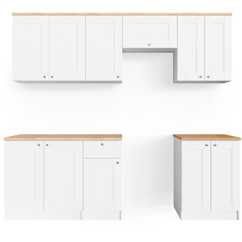 Ligne de cuisine Bergamo, Blanc, 240cm, PT Goldkraft, Vicco