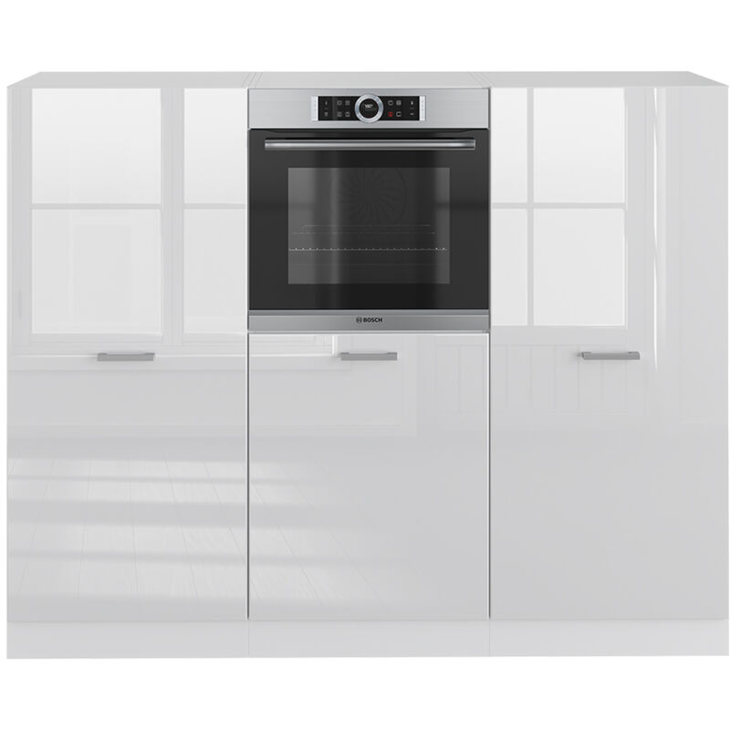 Vicco - Bloc cuisine R-Line, blanc brillant/blanc, 180 cm sans plan de travail