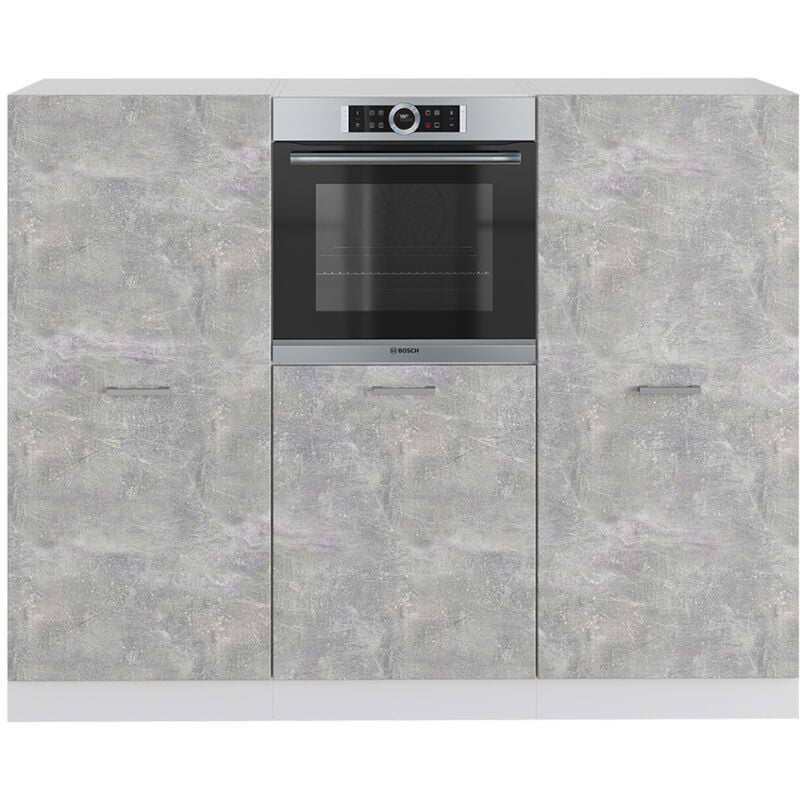 Bloc cuisine R-Line, Béton/blanc, 180 cm sans plan de travail Vicco