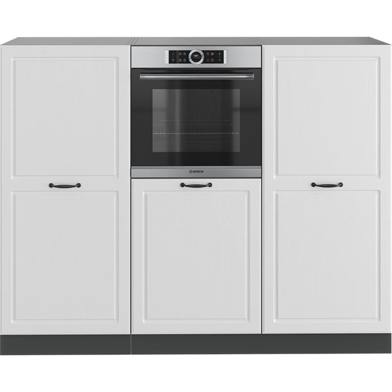 Vicco - Bloc cuisine R-Line, Blanc cottage/anthracite, 180 cm sans plan de travail