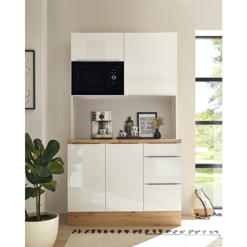 Cuisine Buffet Marleen Premium 120 cm Blanc Artisan Chêne Respekta