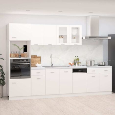 Cuisine complète 7 pcs  Ensemble de meubles de cuisine Blanc Aggloméré 13057
