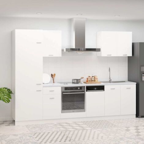 Cuisine complète 7 pcs  Ensemble de meubles de cuisine Blanc Aggloméré 82567