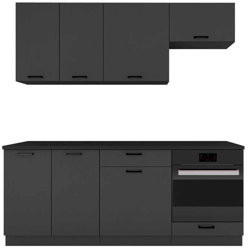 Cuisine complète ania 6 éléments couleur Graphite - Longueur 200/200 cm