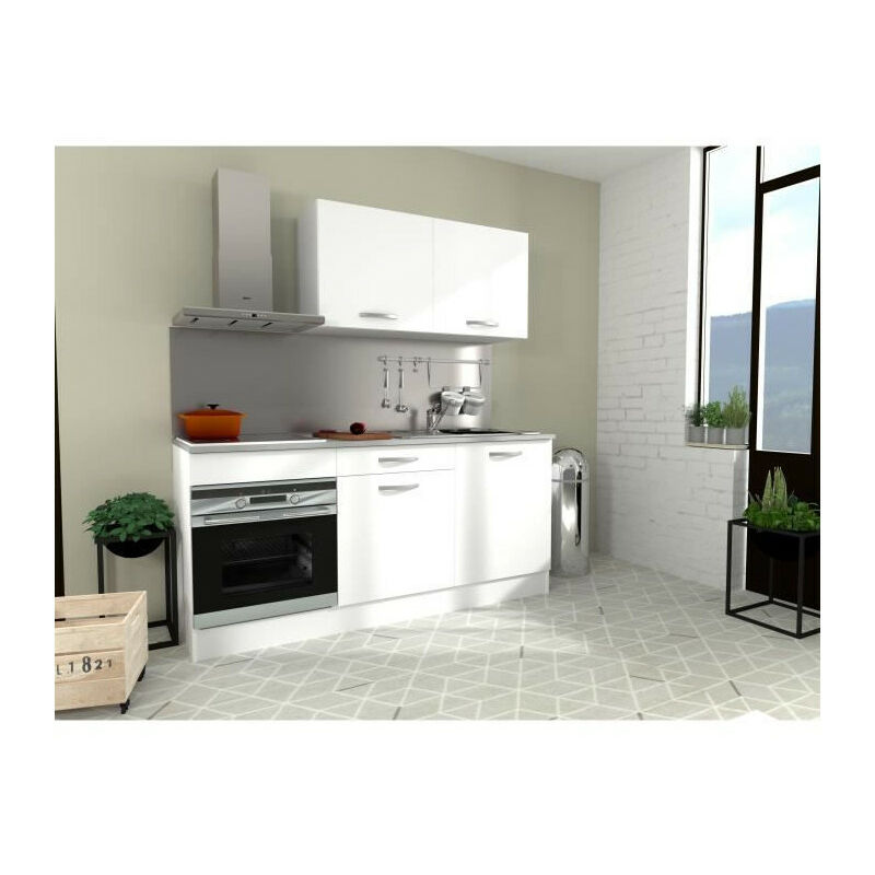 Cuisine complete oslo - l 180cm - Blanc Mat - Plan de travail inclus