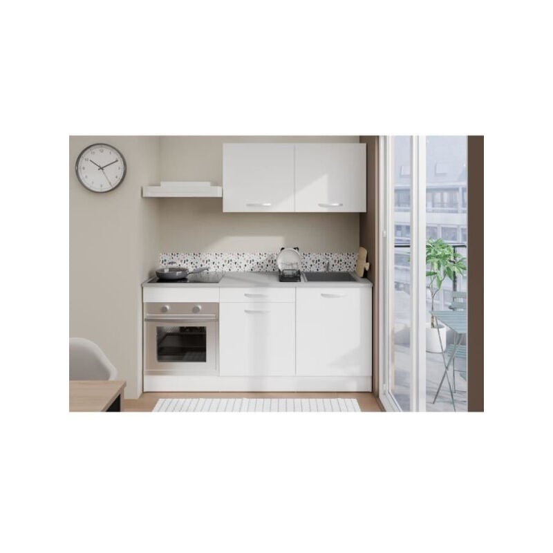 Cuisine complete oslo - l 180cm - Blanc Mat - Plan de travail inclus