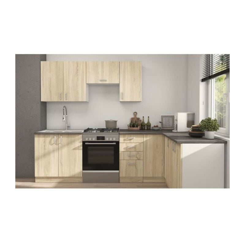 Cuisine complete SARA - Décor chene sonoma - L210 x P210 cm