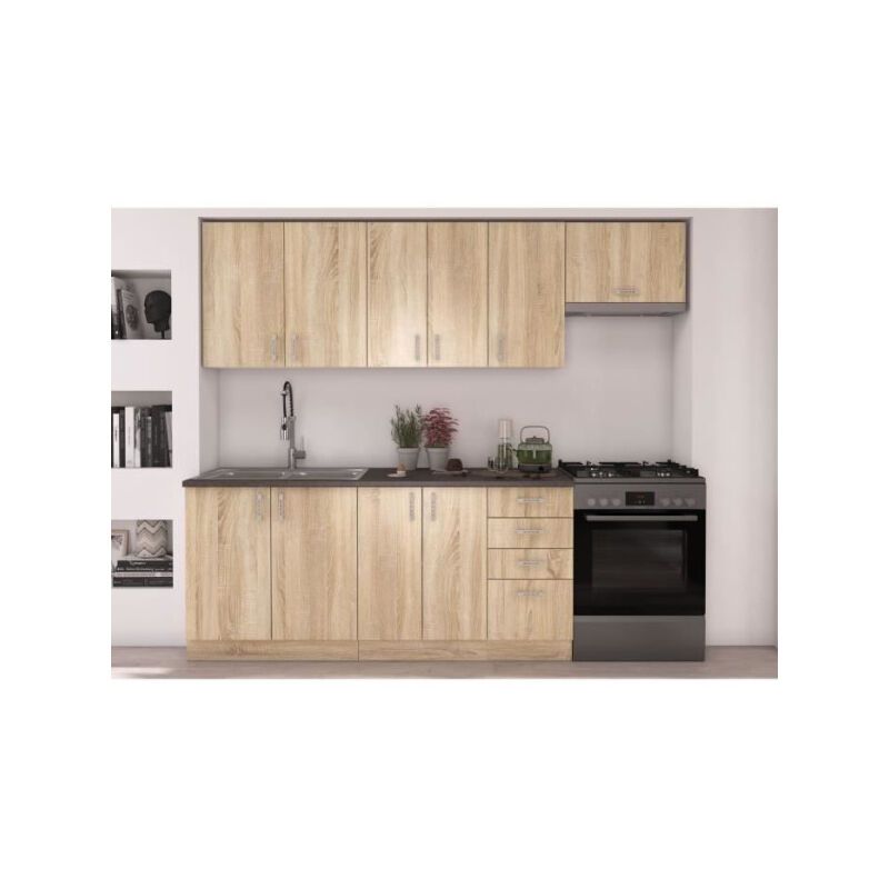 Cuisine complete SARA - Décor chene sonoma - L240 cm