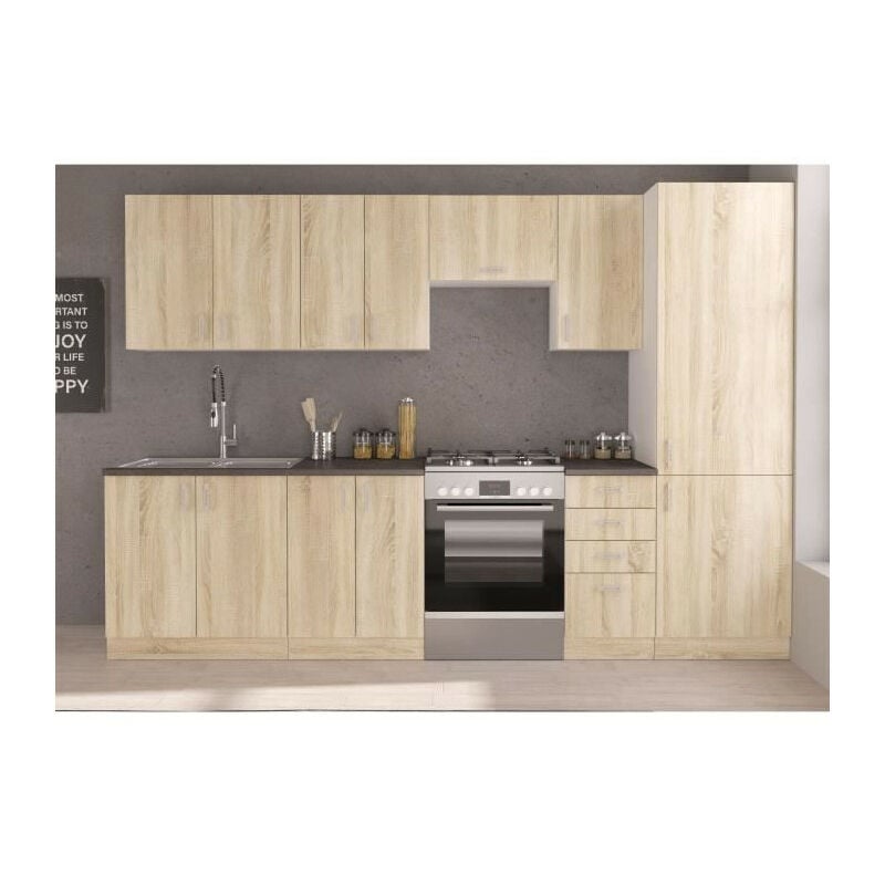 Cuisine complete SARA - Décor chene sonoma - L300 cm