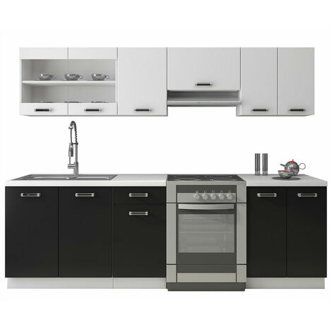 Cuisine complète Tucson 161 , 240x60cm, Plan de travail, Stratifié, LED