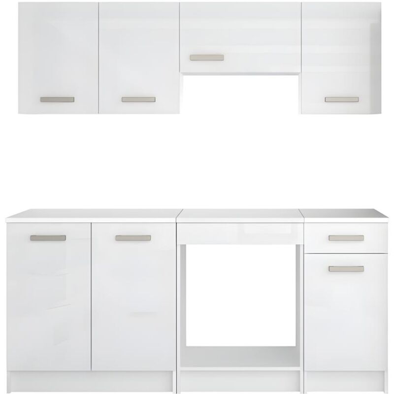 Cuisine complète - Avec plan de travail 180 cm - Blanc brillant - trattoria