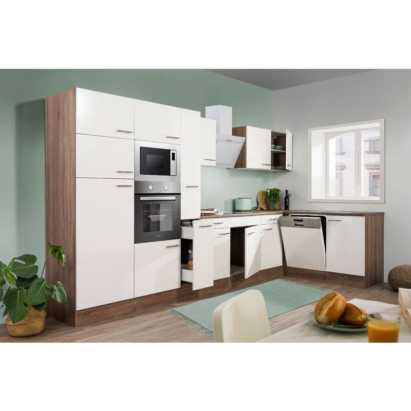 Cuisine Cuisine d'angle Chêne York Blanc Oliver 370 x 172 cm Respekta