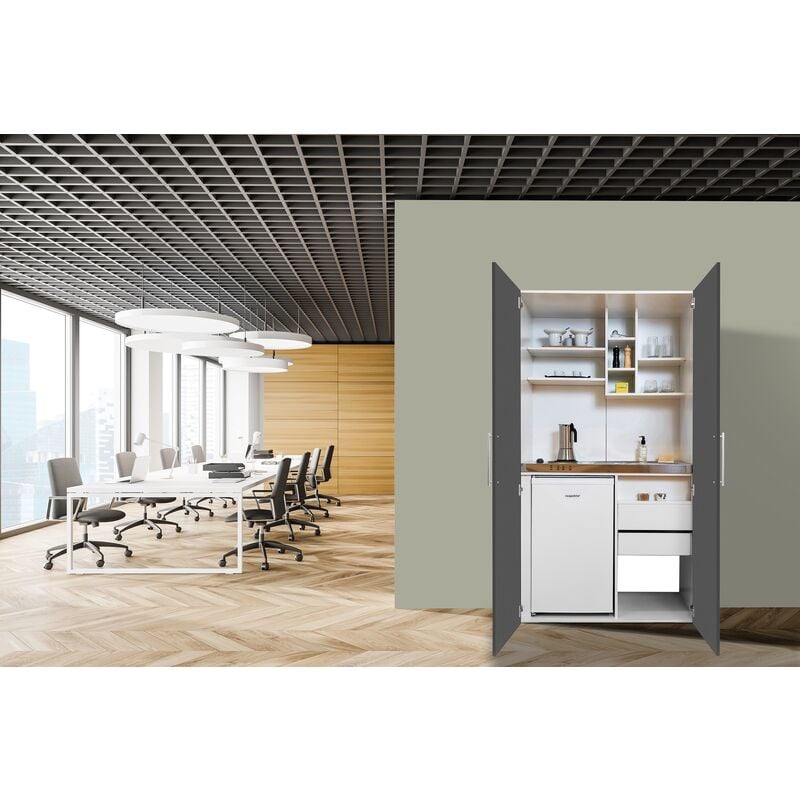 Cuisine Cuisine de bureau Mini-cuisine Single Blanc Gris Peter 104 cm Respekta