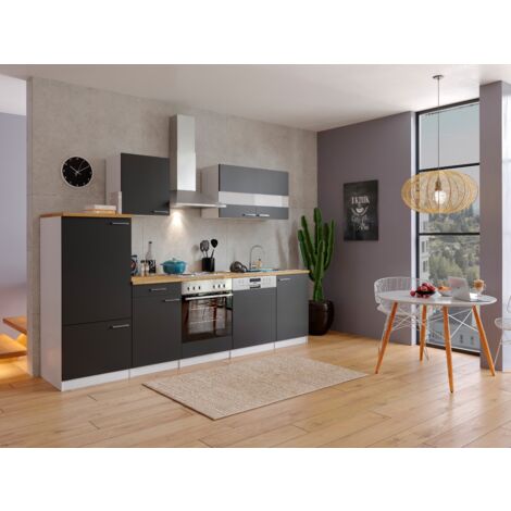 Cuisine Cuisine équipée Bloc vide Blanc Noir Malia 280 cm Respekta