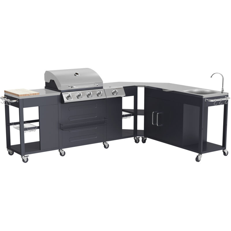 Happy Garden - Cuisine d'angle d'extérieur texas - 4+1 brûleurs