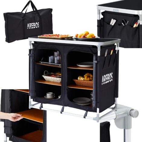 Cuisine de camping AREBOS L noir Convient pour: jardin, camping, fête, buffet, etc.