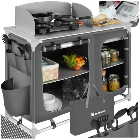 Cuisine de camping avec évier intégré - meuble de rangement cuisine, meuble camping, equipement camping