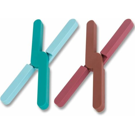 Cuisine Dessous de Plat en Silicone Pliable antidérapant Coussin Fortement résistant au Froid et à la Chaleur Portable pour la Maison et Les Voyages sous-Verres en Rouge et Cyan 2 Pack