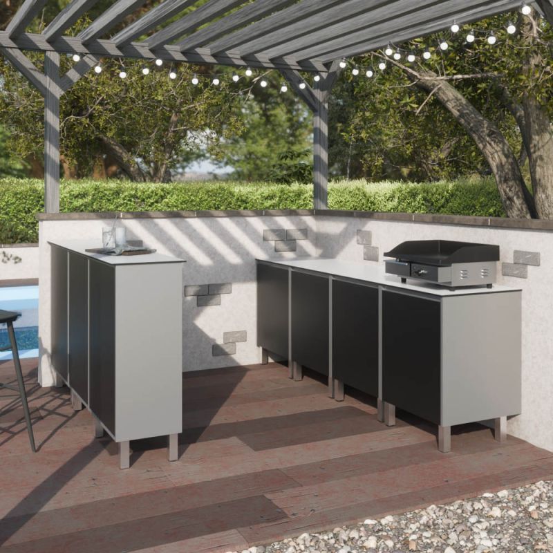 Cuisine d'extérieur en inox KX05 - 240 cm + meuble bar