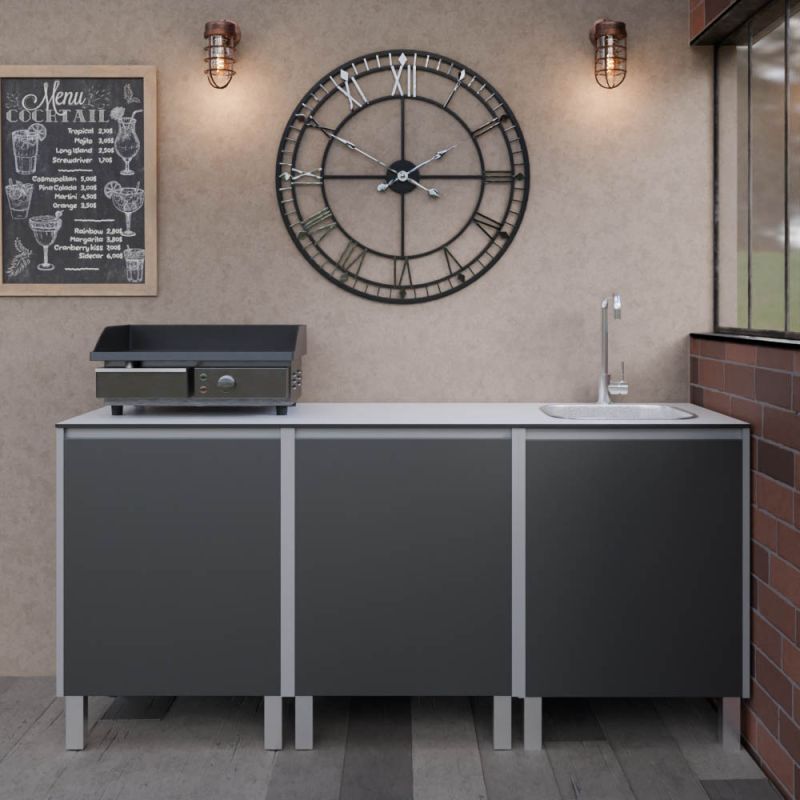 Cuisine d'extérieur en inox KX09 - 180 cm avec évier