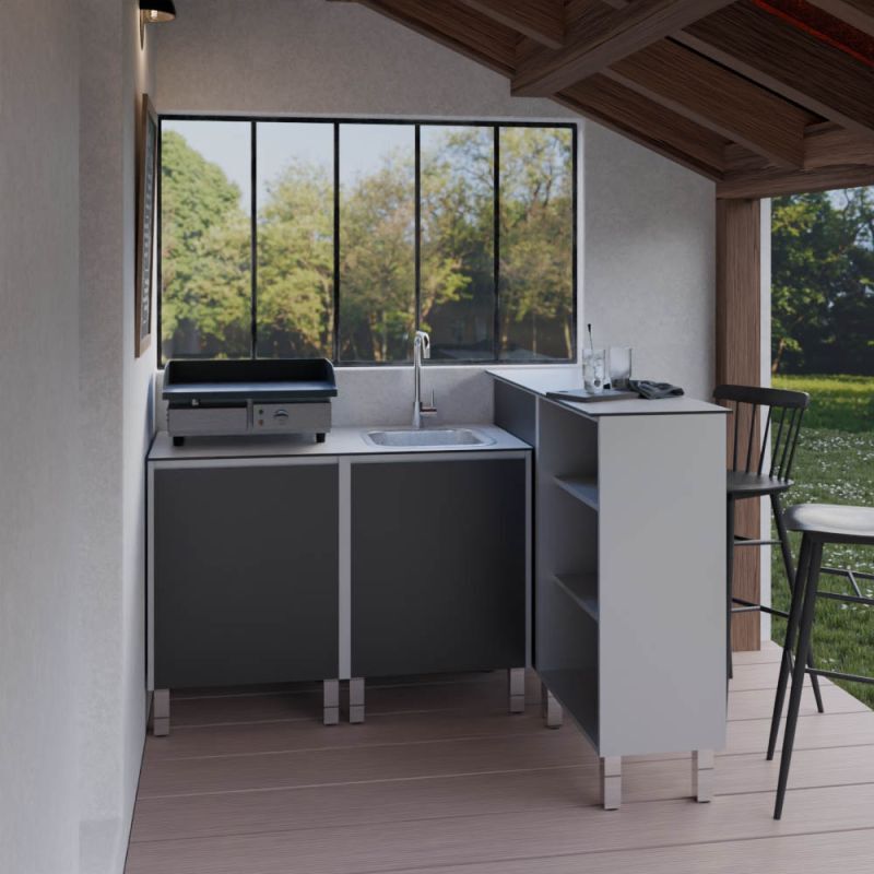 Cuisibane - Cuisine d'extérieur en inox KX10 - 120 cm avec évier + meuble bar