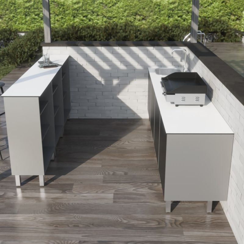 Cuisibane - Cuisine d'extérieur en inox KX12 - 240 cm avec évier + meuble bar