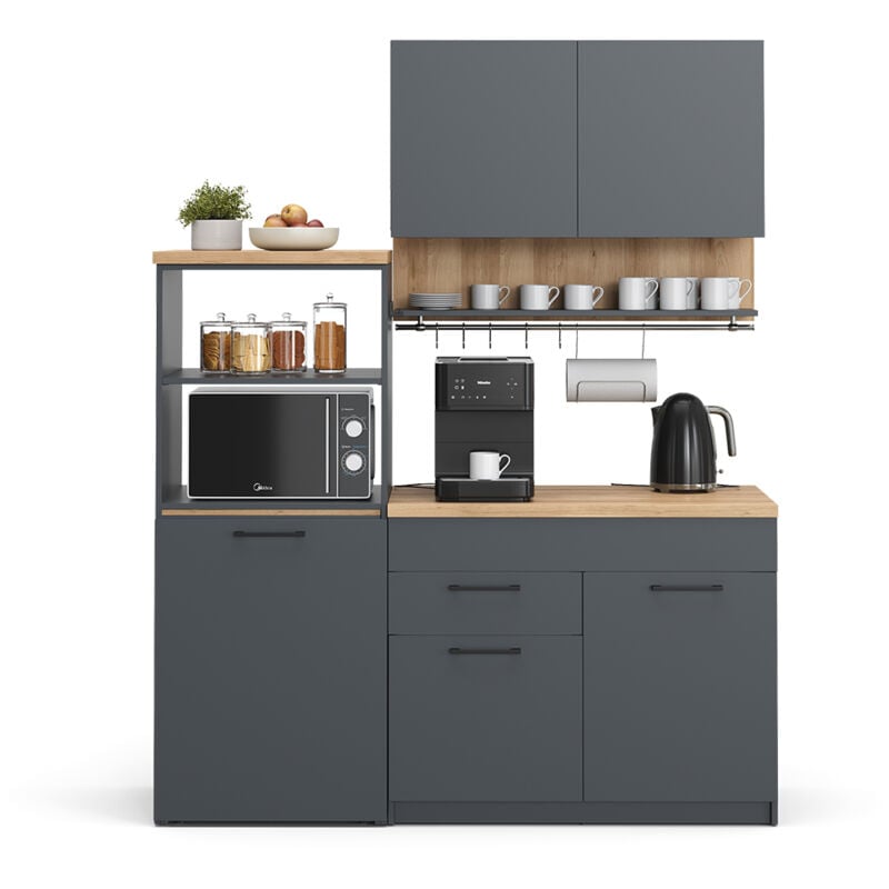 Cuisine Egbert, Anthracite, 160 cm avec table extensible Vicco