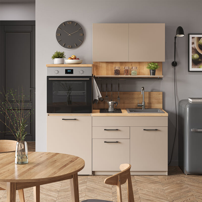 Cuisine Egbert, Grège, 160 cm avec table extensible, Vicco