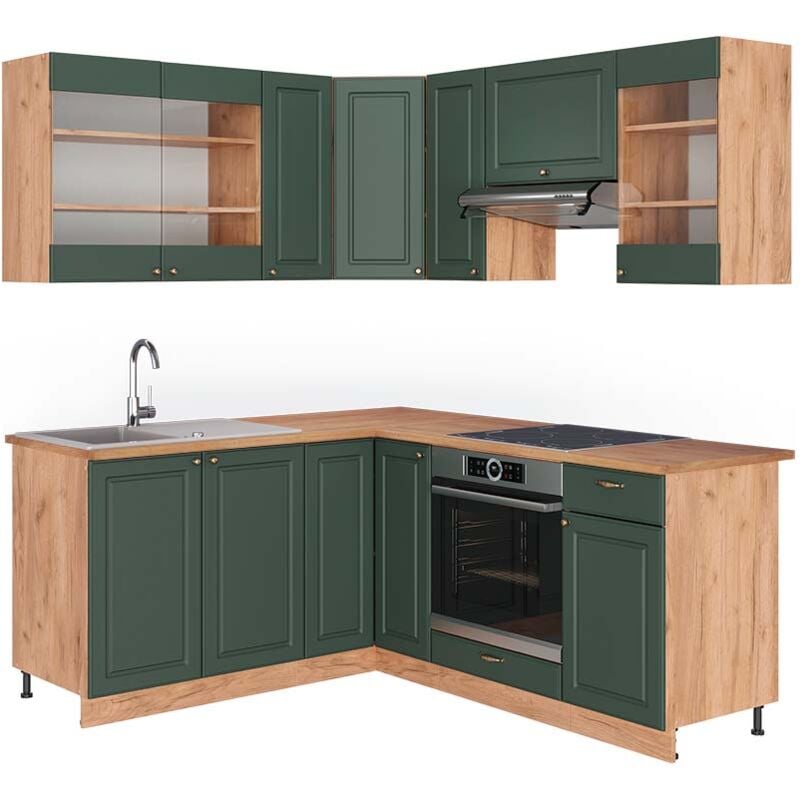 Vicco - Cuisine en angle Fame-Line, Chêne vert et or/chêne doré, 160 x 190 cm, pt Chêne