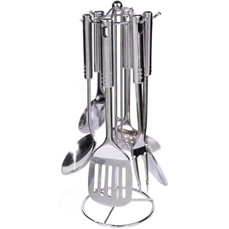 Cuisine Ensemble d'Ustensiles, 7 Pièces Ustensiles de Cuisine, Set d'Ustensiles Cuisine Acier Inoxydable, Lavable au Lave-Vaisselle, Facile à