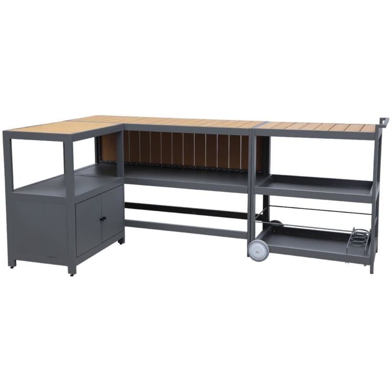 Cuisine extérieure avec 3 modules aluminium anthracite ALBI