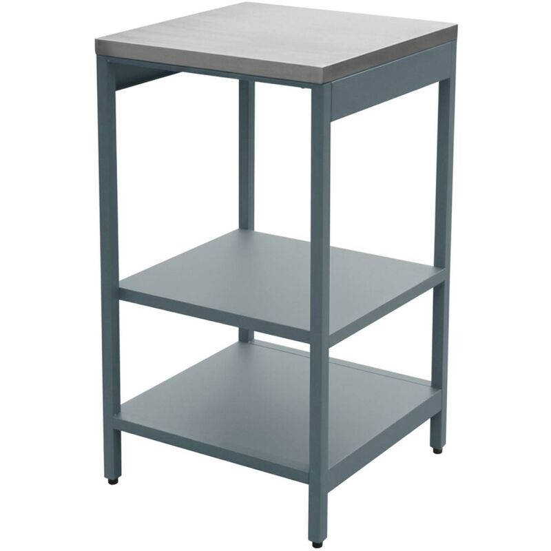 Cuisine d'extérieure en acier bleu gris avec 2 étagères L49cm