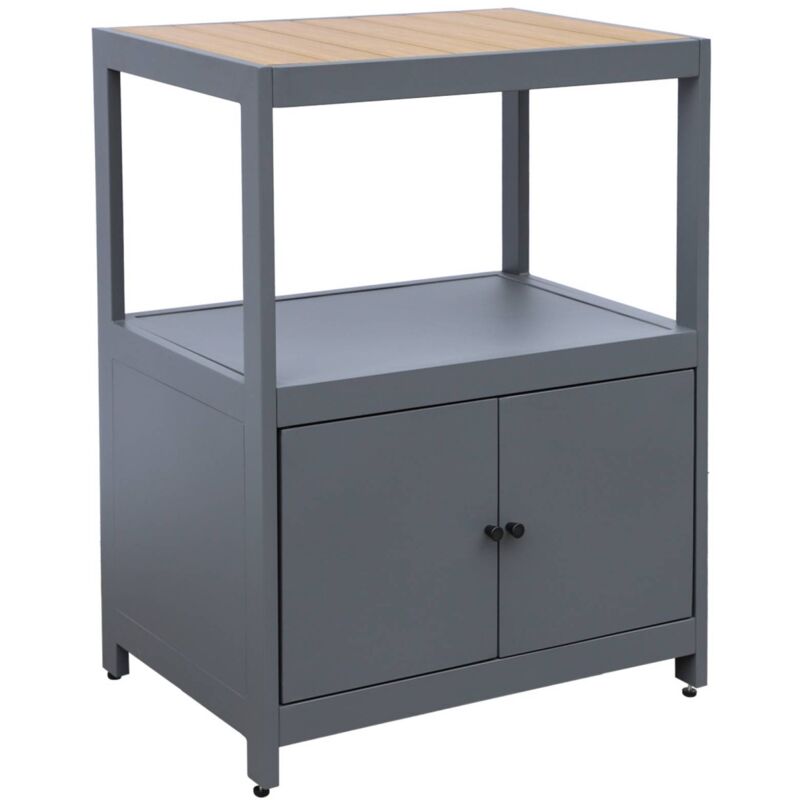 Sweeek - Cuisine extérieure aluminium et polywood 2 portes albi. anthracite. l 70 x p 50 x h 91 cm