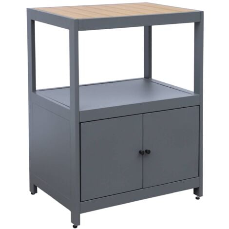 Cuisine extérieure aluminium et polywood 2 portes ALBI. anthracite. L 70 x P 50 x H 91 cm