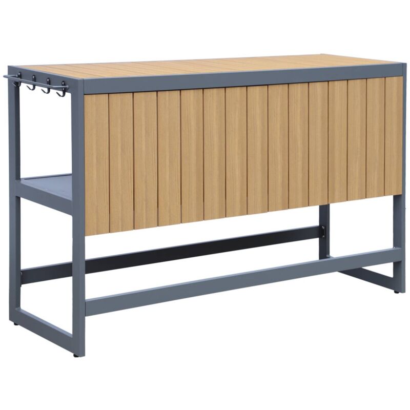 Sweeek - Cuisine extérieure aluminium et polywood albi. anthracite. l 151 x p 50 x h 91 cm