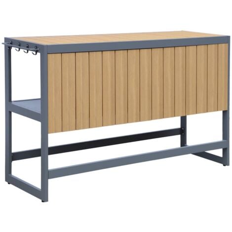 Cuisine extérieure aluminium et polywood ALBI. anthracite. L 151 x P 50 x H 91 cm
