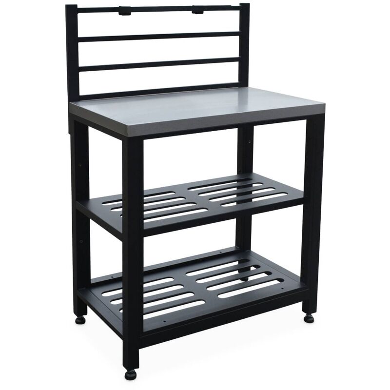 Sweeek - Cuisine extérieure en acier L80cm avec 2 étagères de rangement