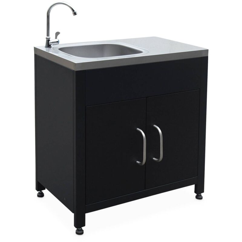 Meuble de cuisine extérieure en acier avec évier L80cm