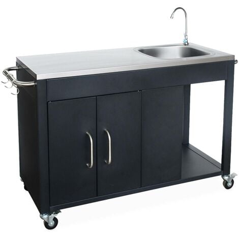 Cuisine extérieure en acier noir L139xP70.6xH113 cm