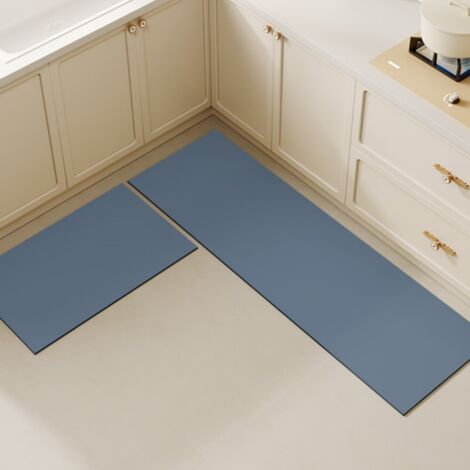 Cuisine - Gris Bleu Naturel 02 4020cm (Terre de diatomées) Tapis de sol professionnel uni pour cuisine, résistant à l'usure, en terre de diatomées, facile à nettoyer, absorbant et antidérapant.