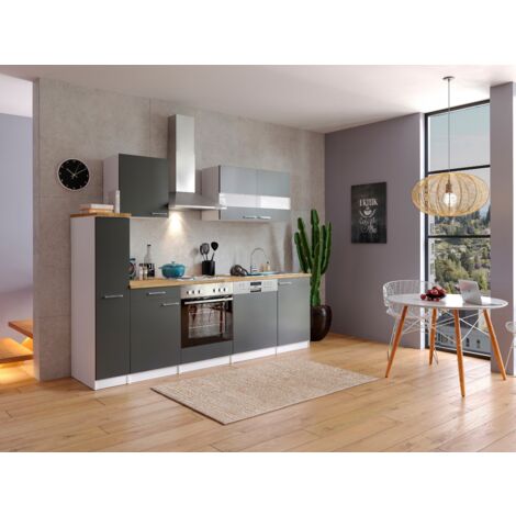 Cuisine Kitchenette Bloc cuisine intégrée Blanc Gris Malia 250 cm Respekta