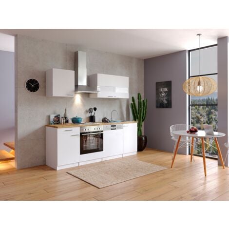 Cuisine Kitchenette Bloc cuisine intégrée Blanc Malia 220 cm Respekta