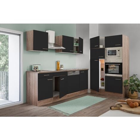 Cuisine Kitchenette bloc vide Chêne York Noir Oliver 340 cm Respekta
