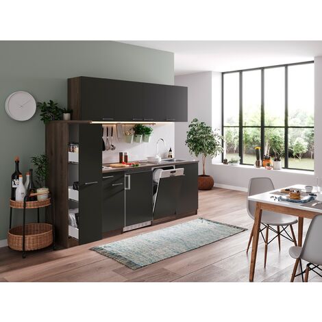 Cuisine Kitchenette Chêne York Gris Oliver 225 cm Respekta