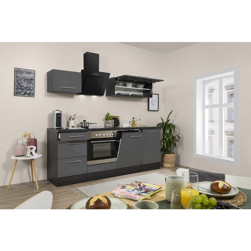 Cuisine Kitchenette Chêne Gris Amanda 220 cm Respekta Premium