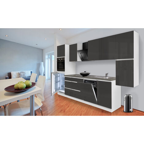 Cuisine Kitchenette sans poignée Blanc Gris Lorena 330 cm Respekta
